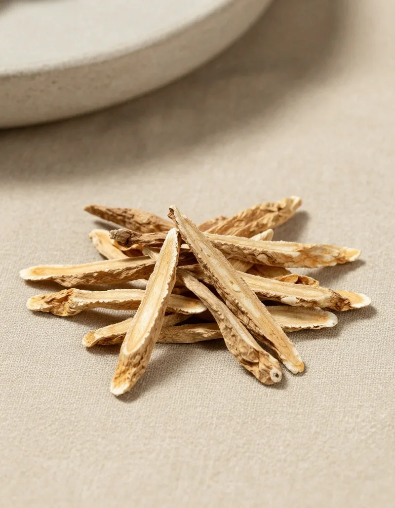 Dried maca root on linen
