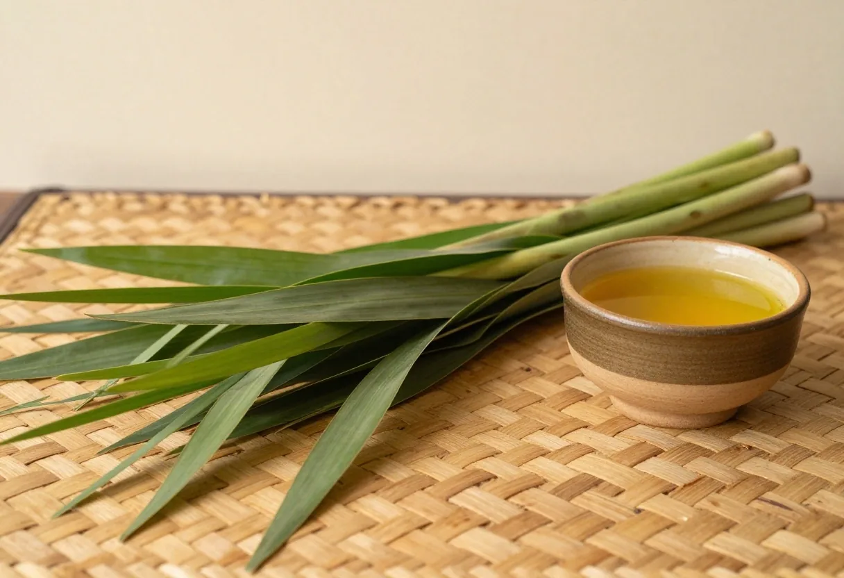 Fresh botanical ingredients on warm linen
